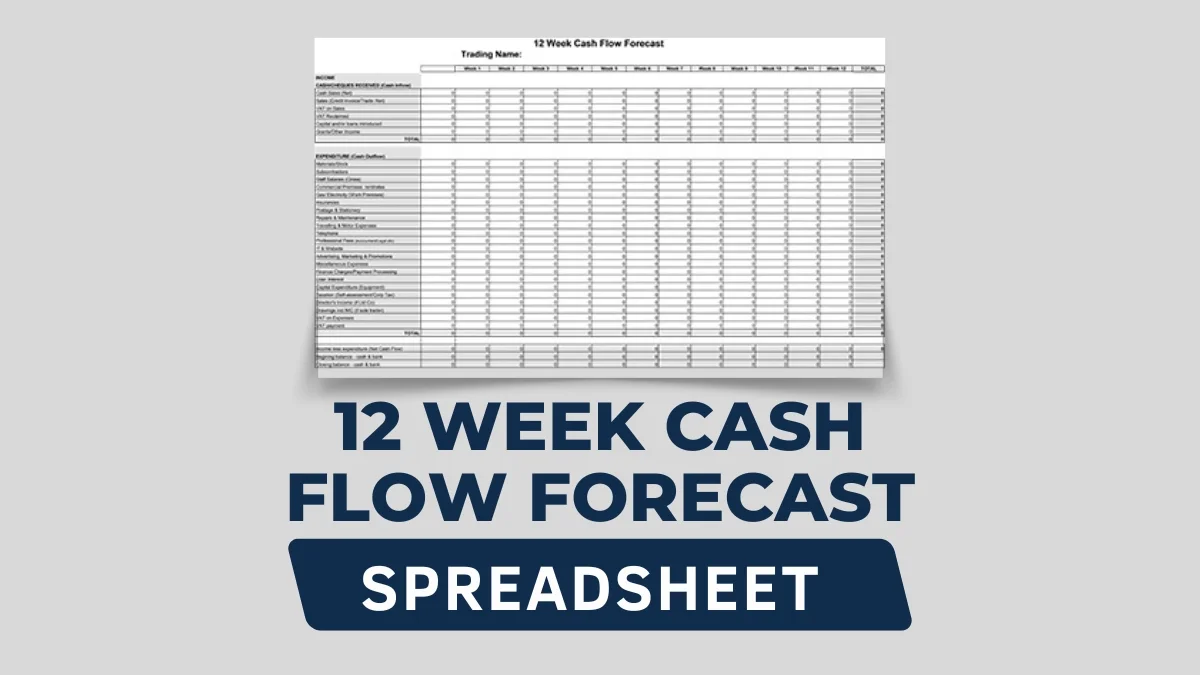 12 Week Cash Flow Forecast Spreadsheet (Template)